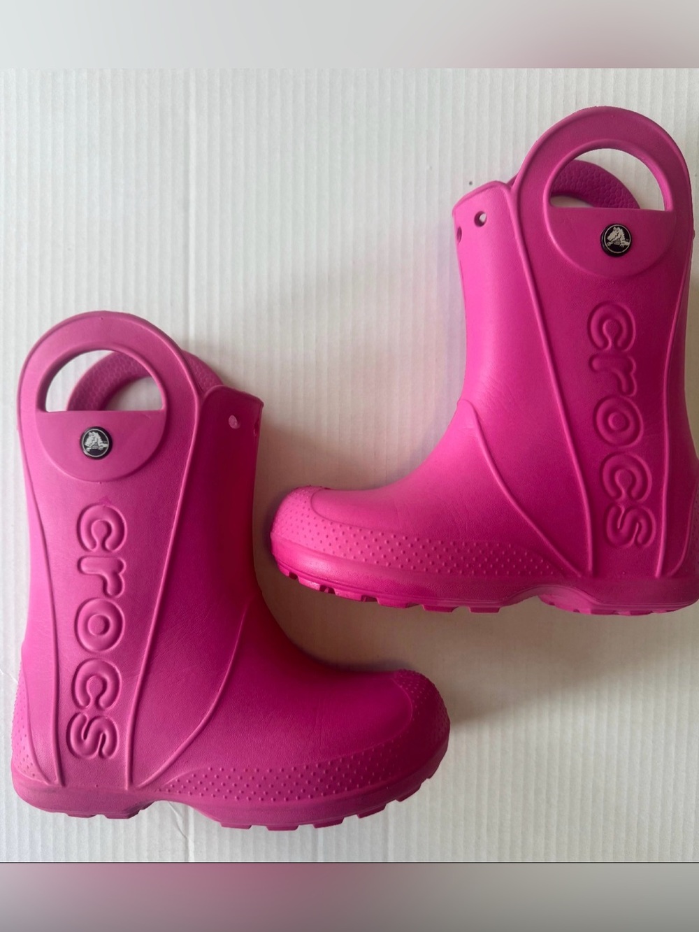 CROCS Kids Bright Pink Handle It Rain Boots 13C